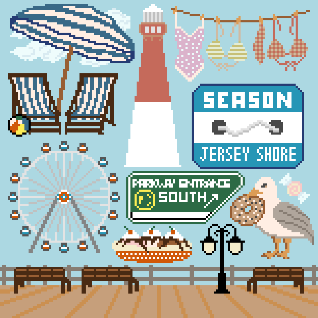Jersey Shore needlepoint canvas design