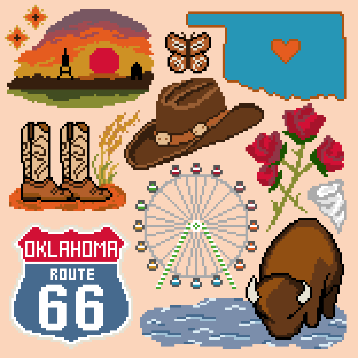 Oklahoma needlepoint canvas design
