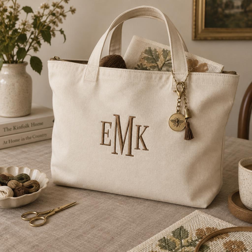 Custom Project Bag hand-painted needlepoint canvas